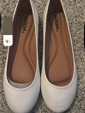 Soda White Women's Ballet Flats with Cushioned Insole